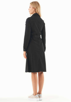Belted Lyocell Blend Shirt Dress Black