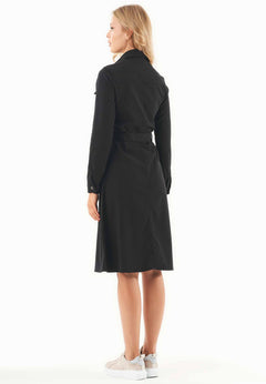 Belted Lyocell Blend Shirt Dress Black