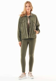 Women's Oversized Shirt Jacket Military Olive