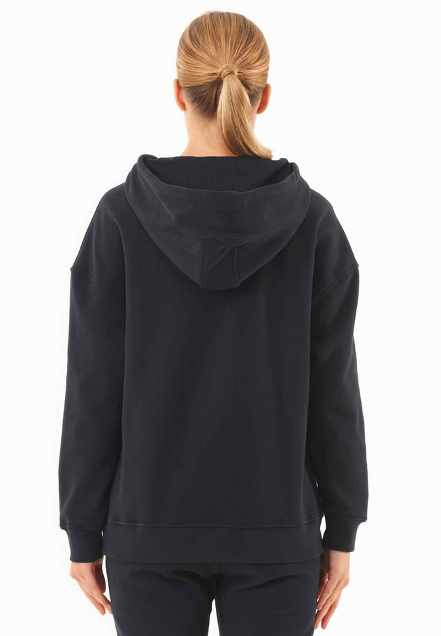 Quarter-Zip Organic Cotton Hoodie Black