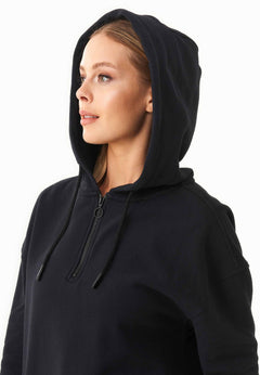 Quarter-Zip Organic Cotton Hoodie Black