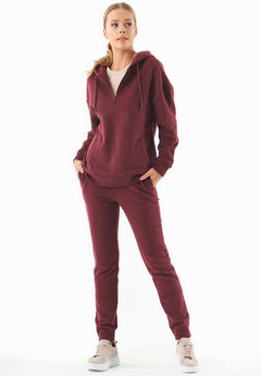 Quarter-Zip Organic Cotton Hoodie Bordeaux