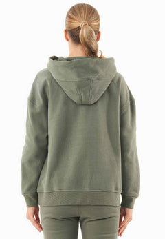 Quarter-Zip Organic Cotton Hoodie Mid Olive