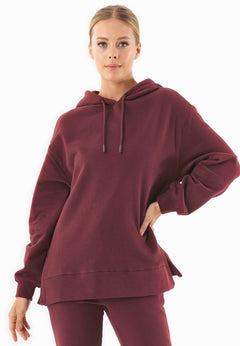 Balloon Sleeve Organic Cotton Hoodie Bordeaux