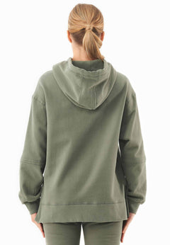 Balloon Sleeve Organic Cotton Hoodie Mid Green