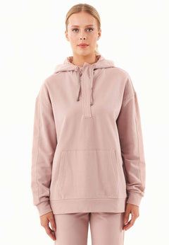 Women's Half-Zip Organic Cotton Hoodie Misty Rose