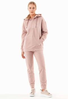 Women's Half-Zip Organic Cotton Hoodie Misty Rose