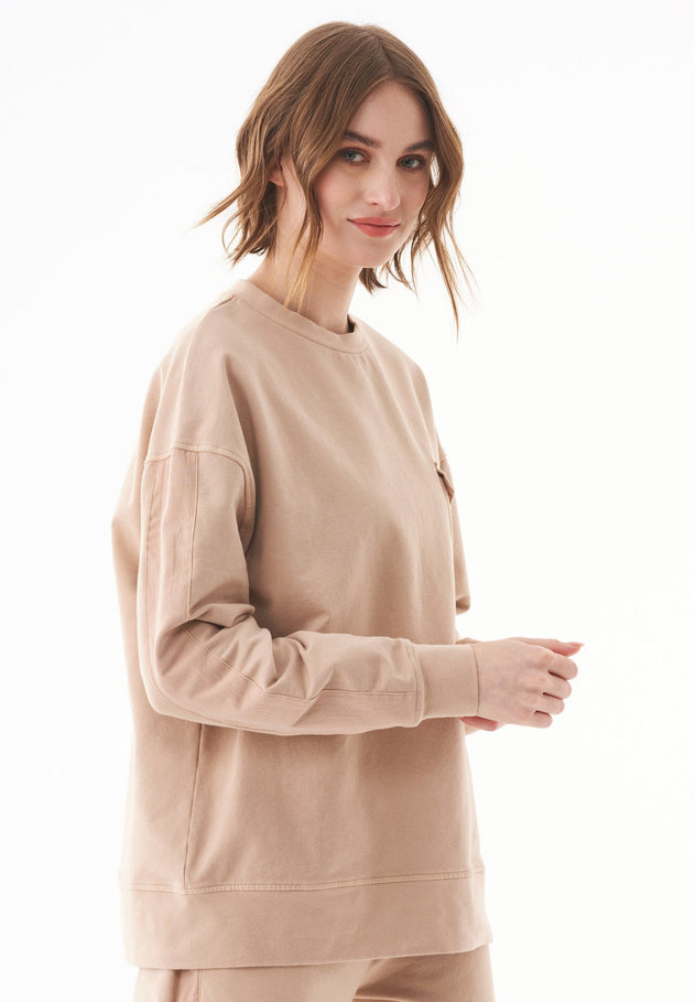 Organic Cotton Sweatshirt With Chest Pocket Beige