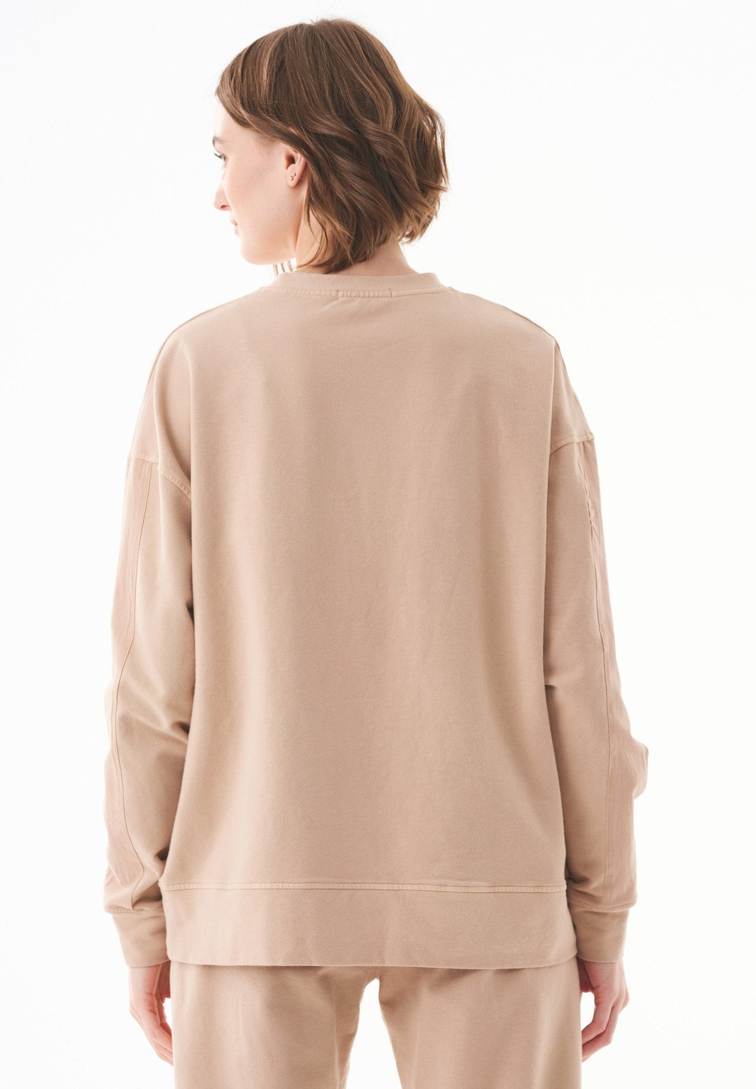 Organic Cotton Sweatshirt With Chest Pocket Beige