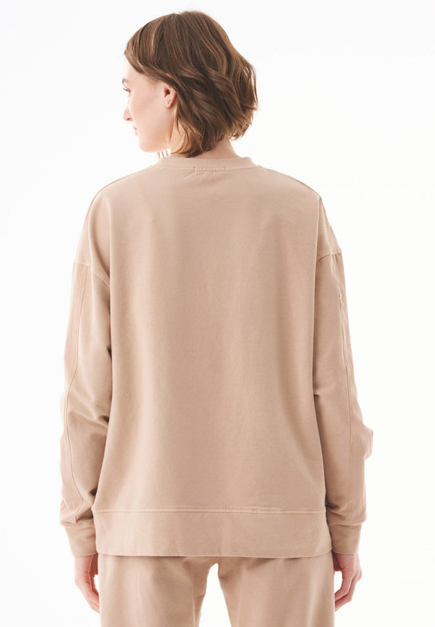 Organic Cotton Sweatshirt With Chest Pocket Beige