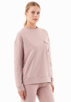 Organic Cotton Sweatshirt With Chest Pocket Misty Rose