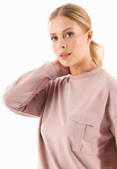 Organic Cotton Sweatshirt With Chest Pocket Misty Rose