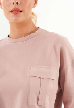 Organic Cotton Sweatshirt With Chest Pocket Misty Rose
