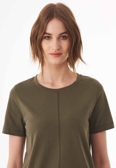 Front Seam Organic Cotton T-Shirt Military Olive