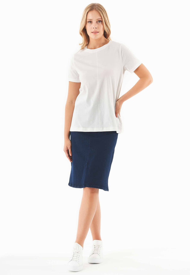 Front Seam Organic Cotton T-Shirt Off White