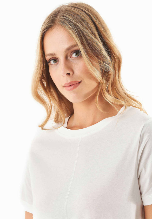 Front Seam Organic Cotton T-Shirt Off White