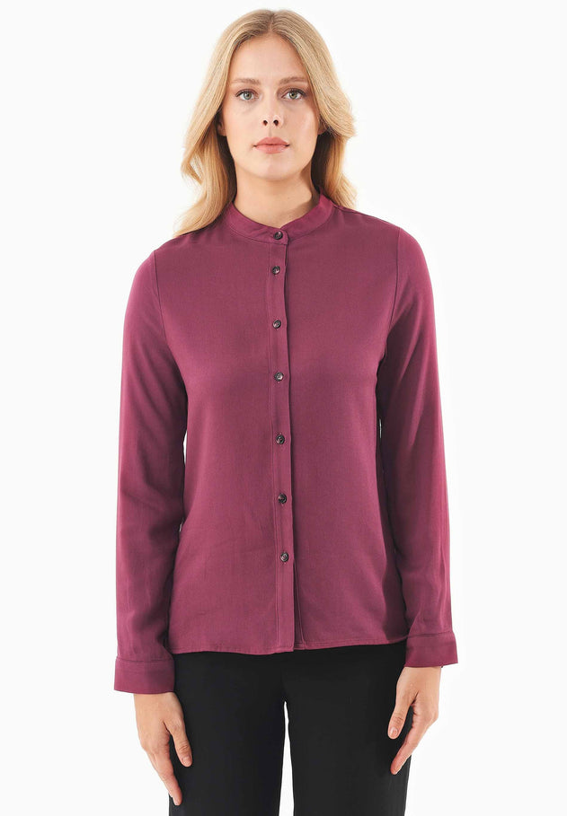 Women's Viscose Button-Up Blouse Wine