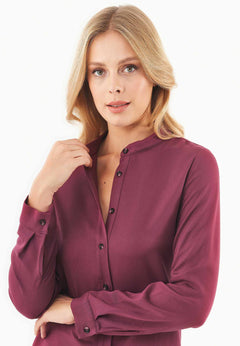 Women's Viscose Button-Up Blouse Wine