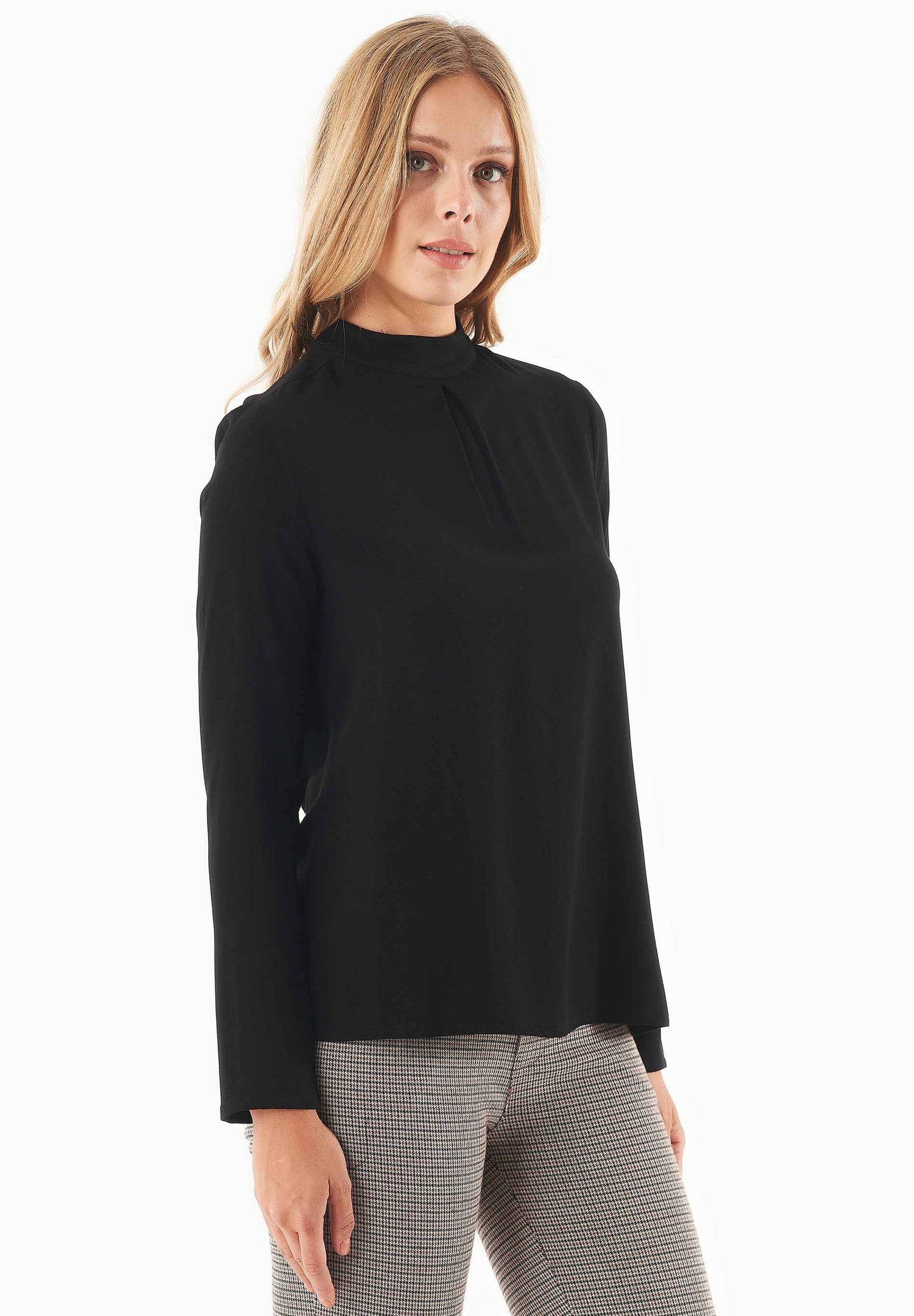 Women's Viscose Blouse With Tie At The Neck Black
