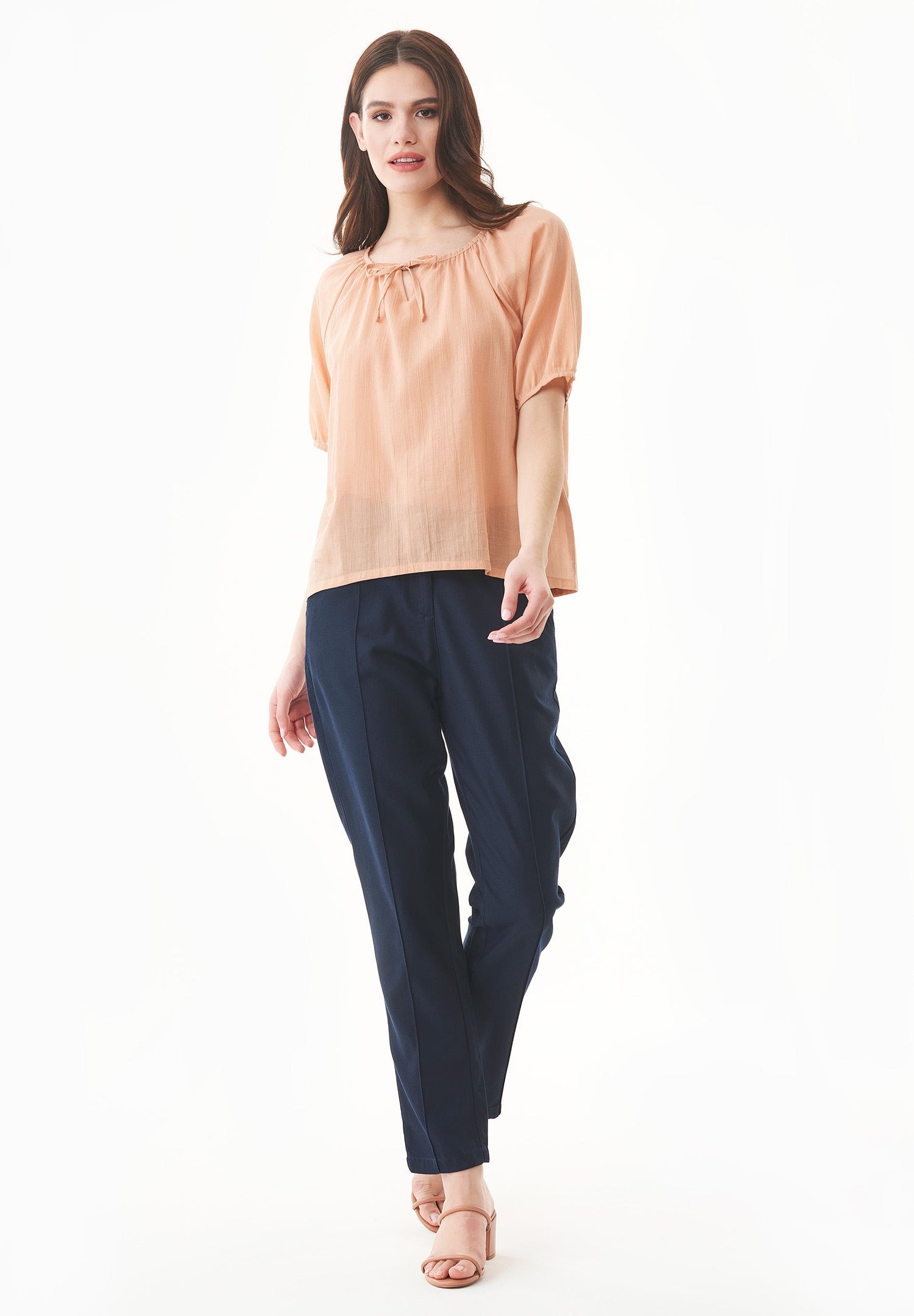 Lyocell Blend Stretch Gabardine Pants Navy