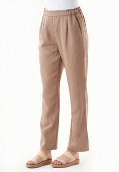 Casual Linen Blend Pants Deep Taupe