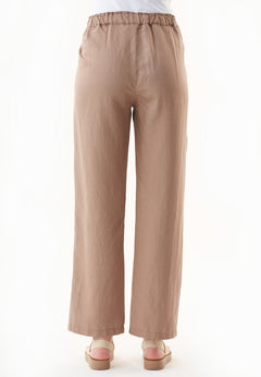 Casual Linen Blend Pants Deep Taupe