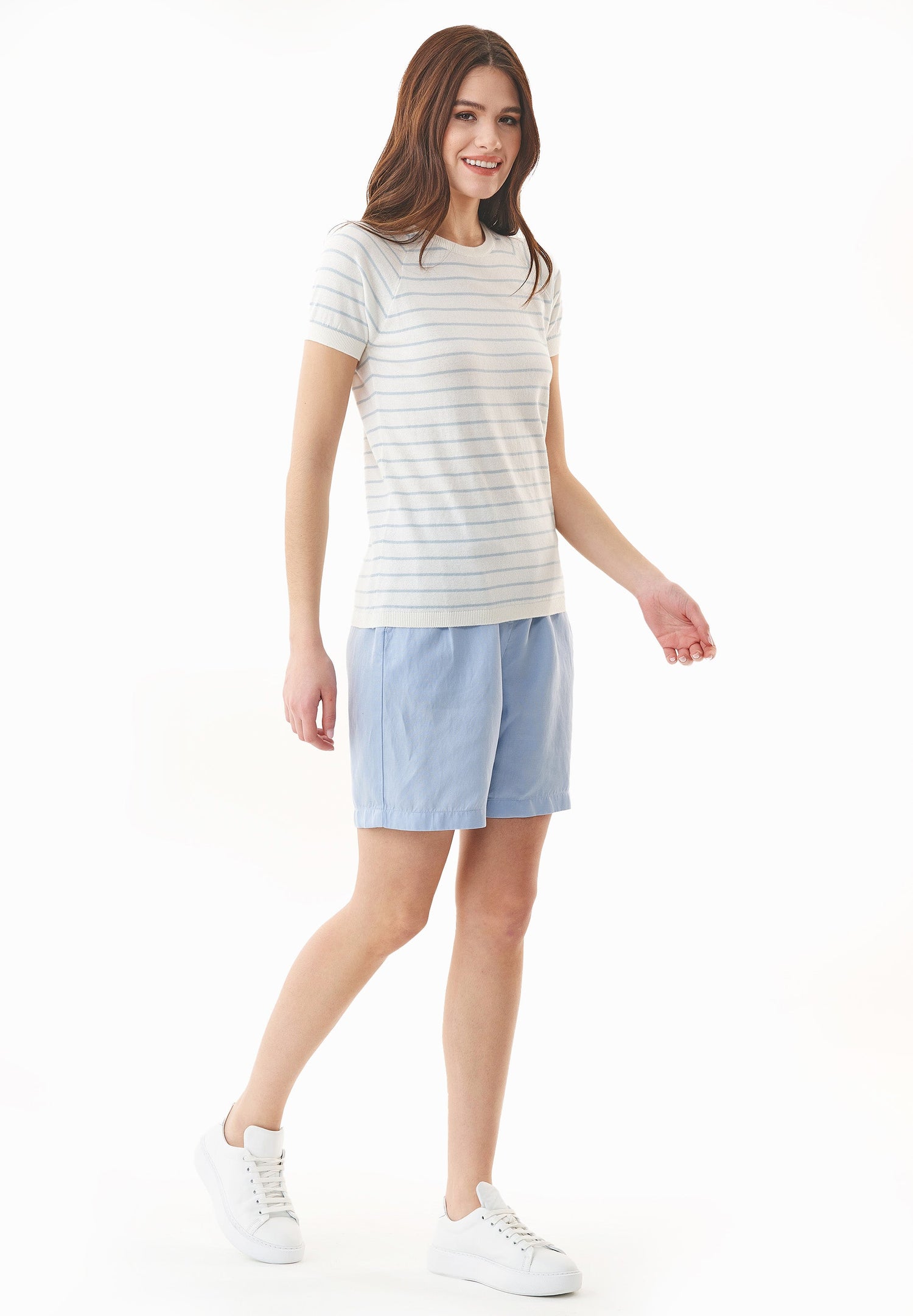 Casual Lyocell/Linen Shorts Blue Indigo