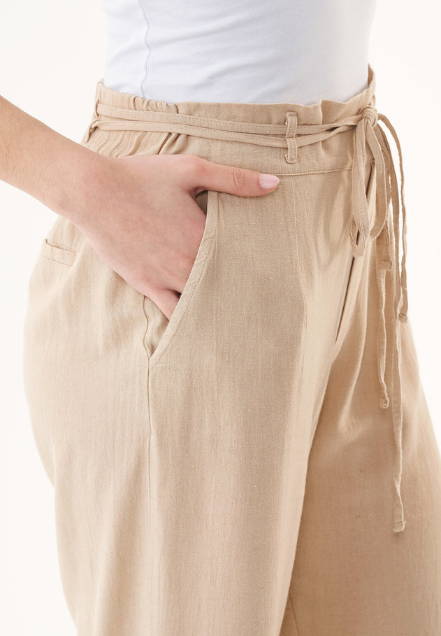 Linen-Viscose Blend Casual Pants Natural Sand