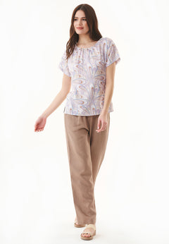 Short Sleeved Lyocell Blouse Color Waves Lavender