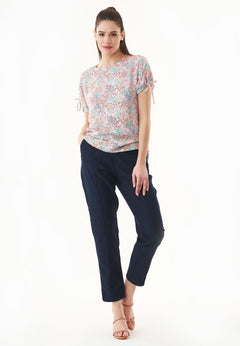 Short Sleeved Ecovero Blouse Multi Colour Flower