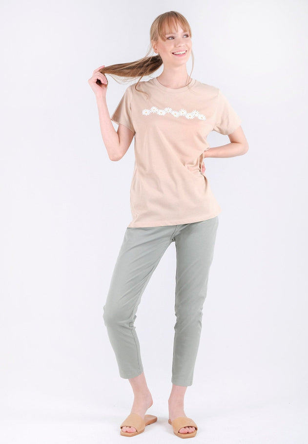 Daisy Print Organic Cotton T-Shirt Birch
