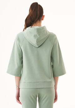 3/4 Sleeve Organic Cotton Hoodie Dusty Olive