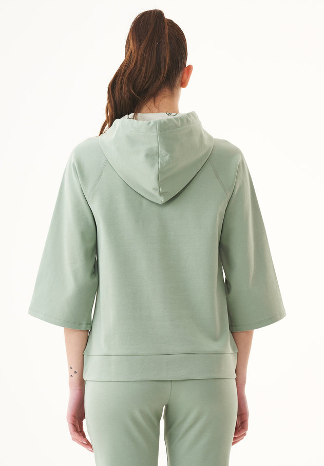 3/4 Sleeve Organic Cotton Hoodie Dusty Olive