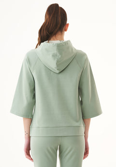 3/4 Sleeve Organic Cotton Hoodie Dusty Olive