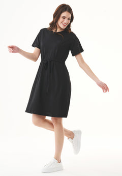 Slub Jersey Dress With Chest Pocket Black