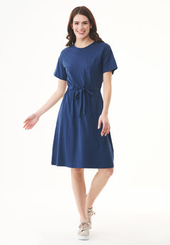 Slub Jersey Dress With Chest Pocket Navy