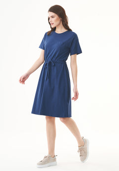 Slub Jersey Dress With Chest Pocket Navy