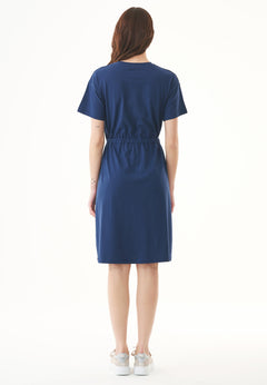 Slub Jersey Dress With Chest Pocket Navy