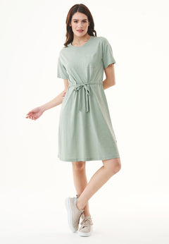 Slub Jersey Dress With Chest Pocket Water Green
