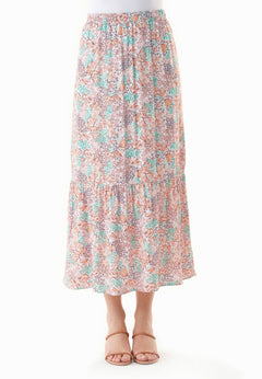 Tiered Ecovero Skirt Multi Colour Flower