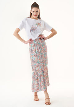 Tiered Ecovero Skirt Multi Colour Flower
