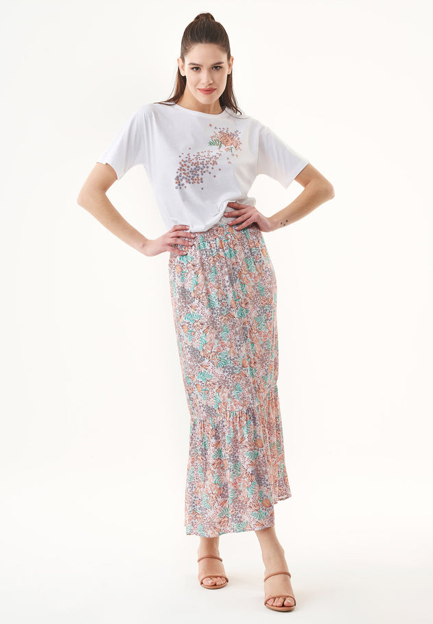 Tiered Ecovero Skirt Multi Colour Flower