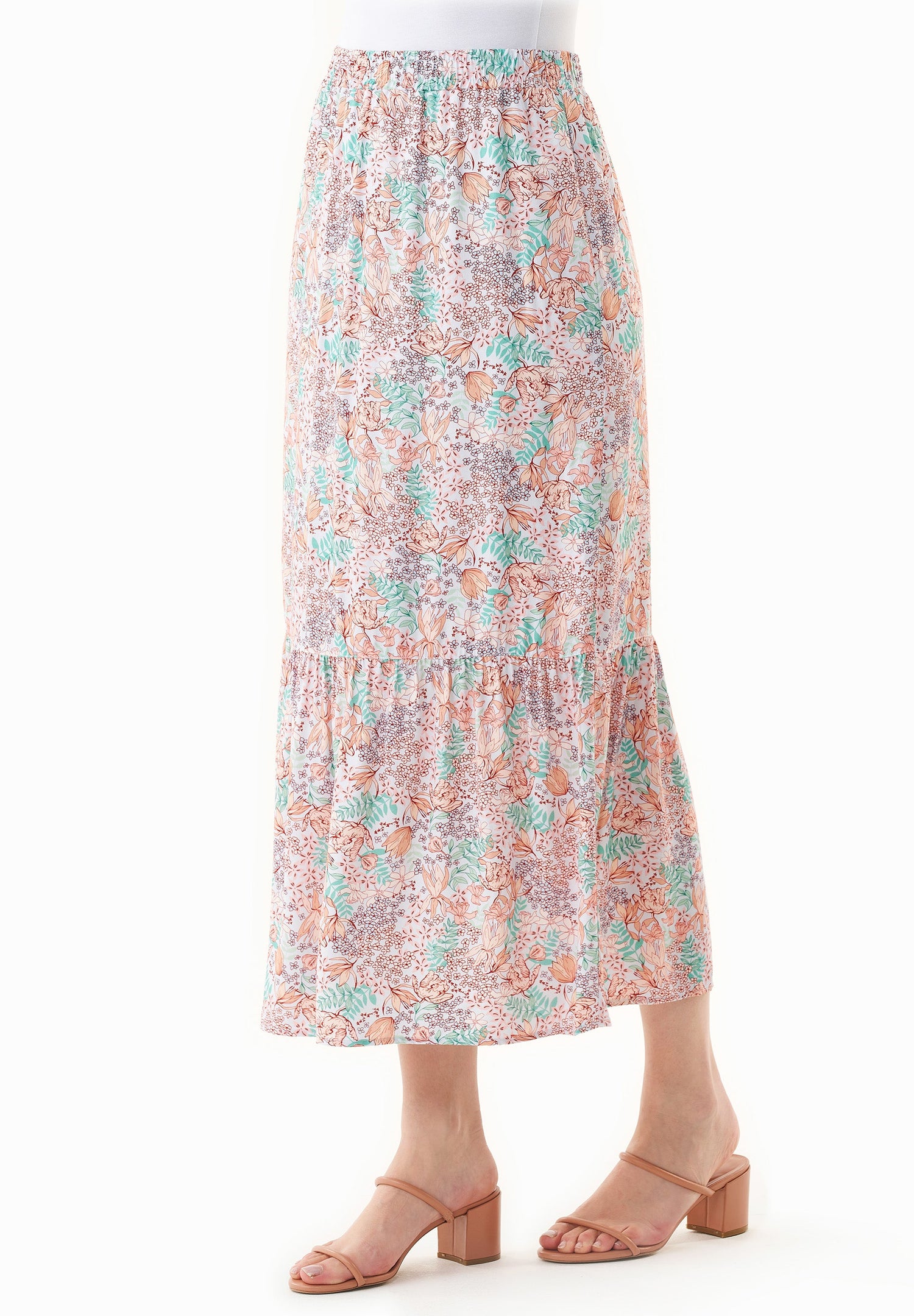 Tiered Ecovero Skirt Multi Colour Flower