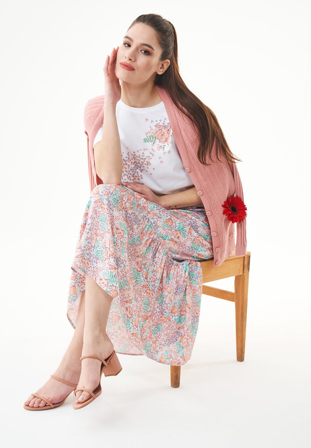 Tiered Ecovero Skirt Multi Colour Flower