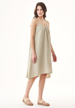 Spaghetti Strap Organic Cotton Summer Dress Green Tint