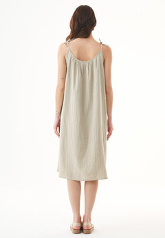 Spaghetti Strap Organic Cotton Summer Dress Green Tint