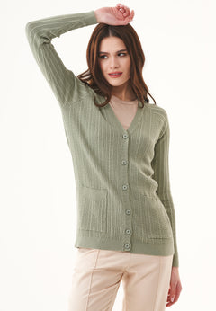 Organic Cotton Cardigan With Buttons Olive Green