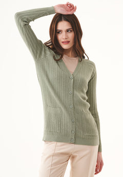 Organic Cotton Cardigan With Buttons Olive Green