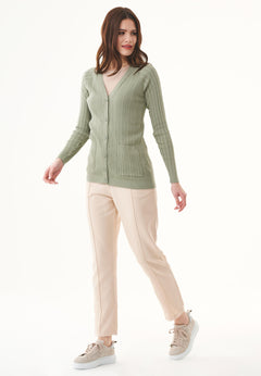 Organic Cotton Cardigan With Buttons Olive Green