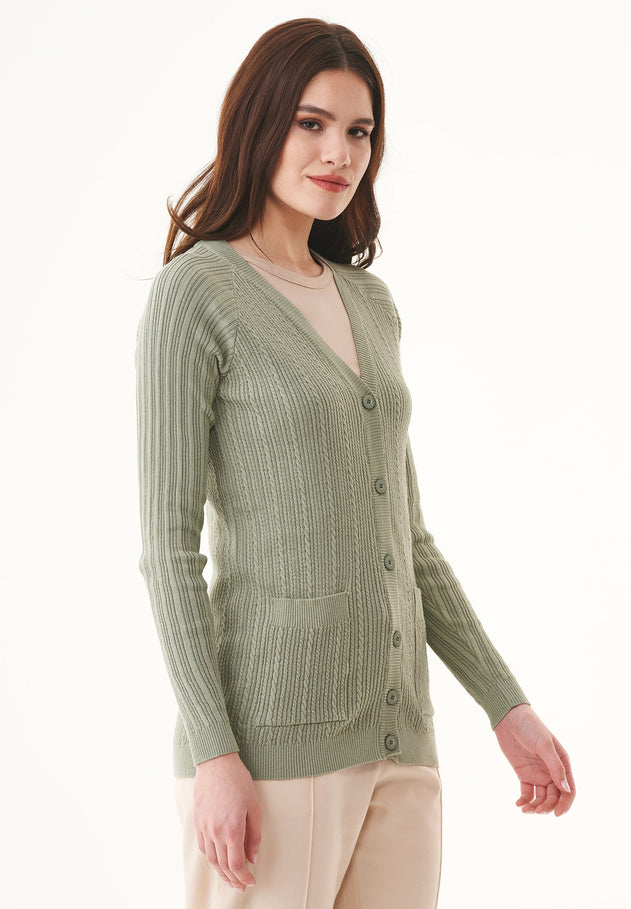 Organic Cotton Cardigan With Buttons Olive Green